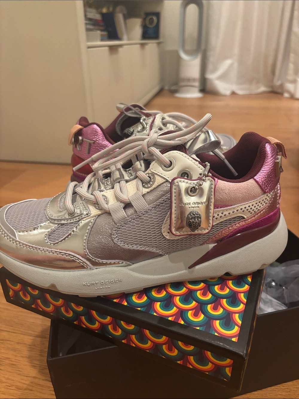 Kurt Geiger Kids Rose Pink Metallic Chunky Trainer